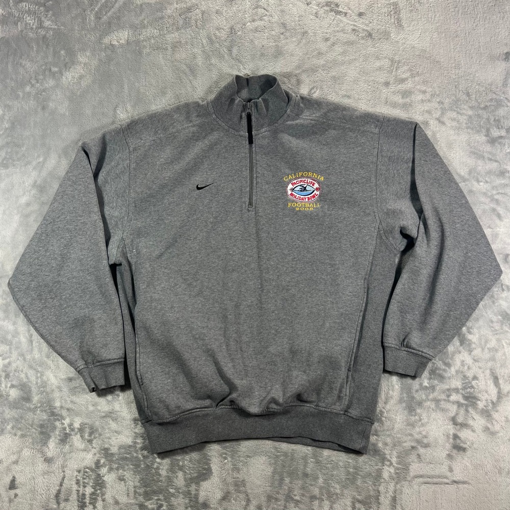 NIKE Quarter Zip Sweatshirt Mens Medium Gray 2006 Holiday Bowl Football